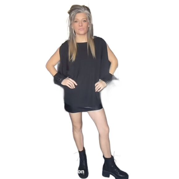 REVOLVE Bailey 44 Musical Montage Black Split Sleeve Faux Leather Dress (XS) - Picture 6 of 16